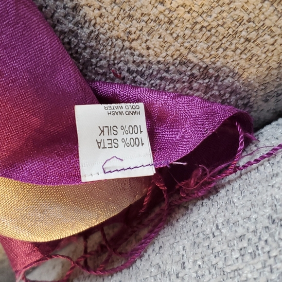 Purple/silver silk scarf - Picture 2 of 2